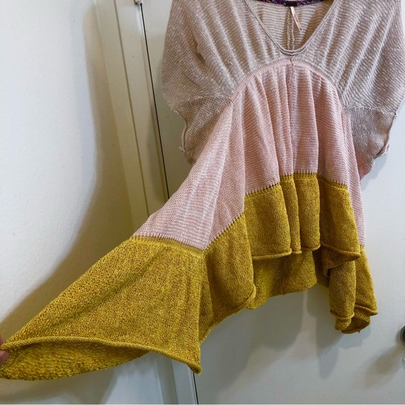 Free People Oversized Stretch Cheese-Cloth Top Cut/Cuffed Dolman Sleeves Size XS - Picture 6 of 15